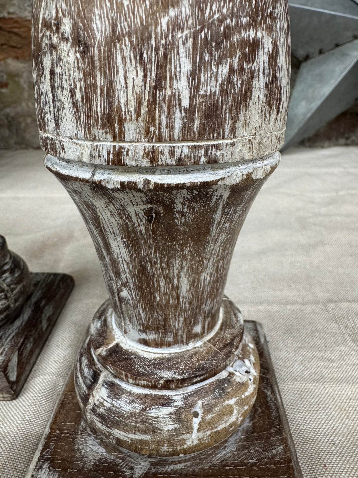 Pair Of Rustic Wooden Candle Holders / Large Church Candle Candlesticks /