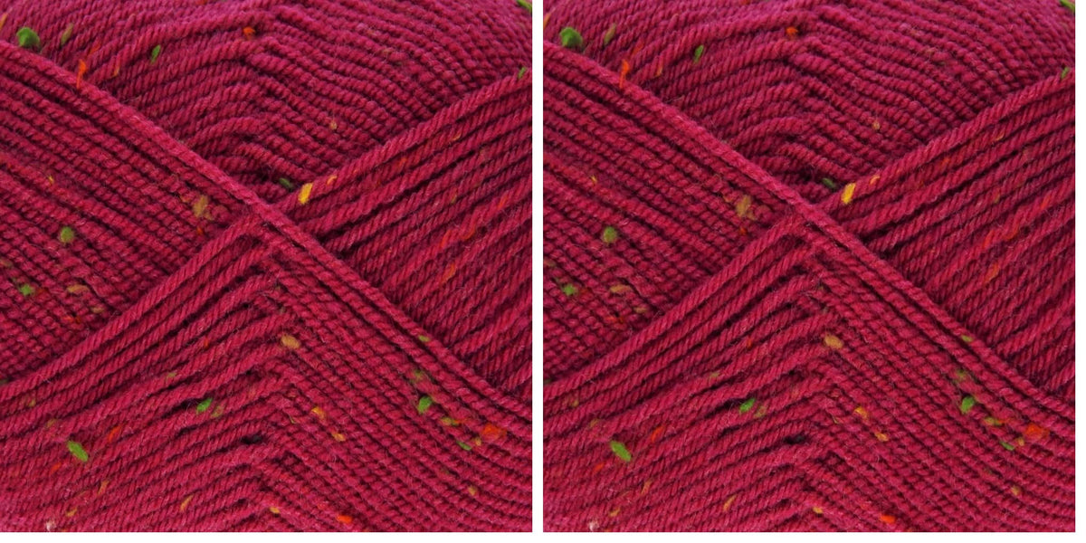 King Cole Big Value Tweed DK Yarn - 100g Ball - Premium Acrylic Wool for Knitting & Crochet - Double Knit (3324 Raspberry)