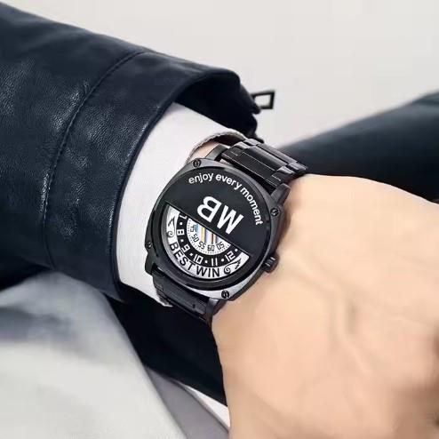 Bestwin Mens Fashion Dated Waterproof Black Bracelets Watch 919H