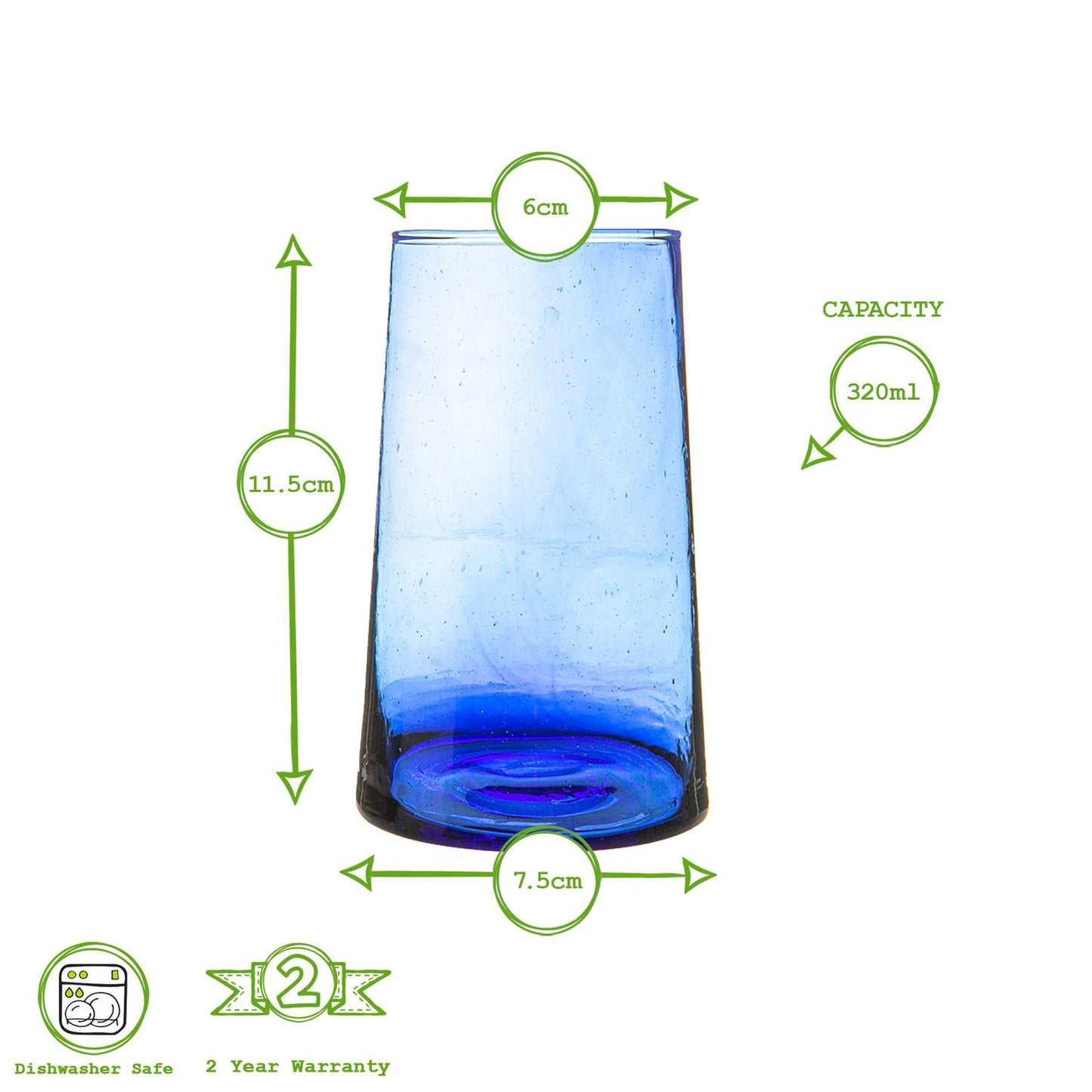 320ml Merzouga Recycled Highball Glasses - Pack of Six