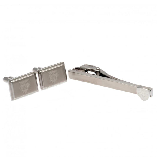 Arsenal FC Stainless Steel Tie Slide & Cufflink Set with Engraved Crest