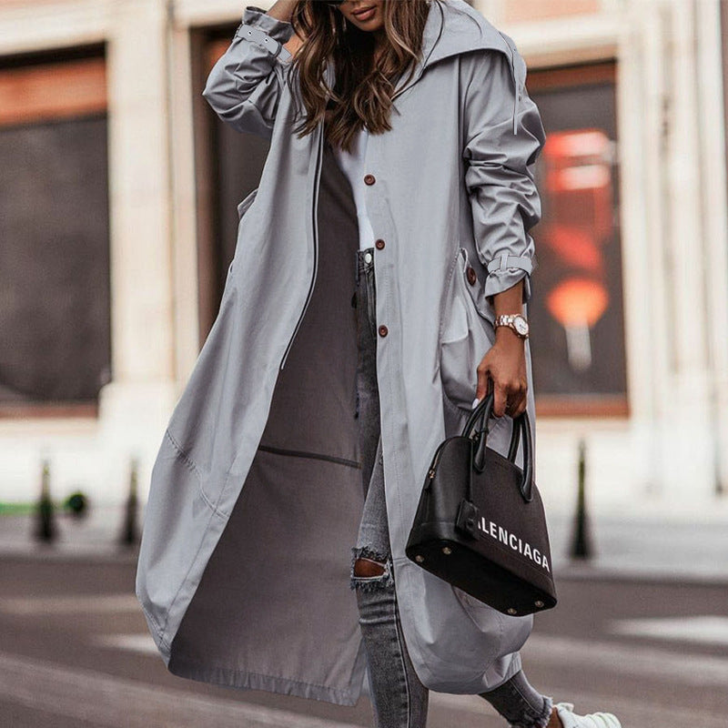 Temperament Niche Personality Casual Large Lapel Mid-length Trench Coat