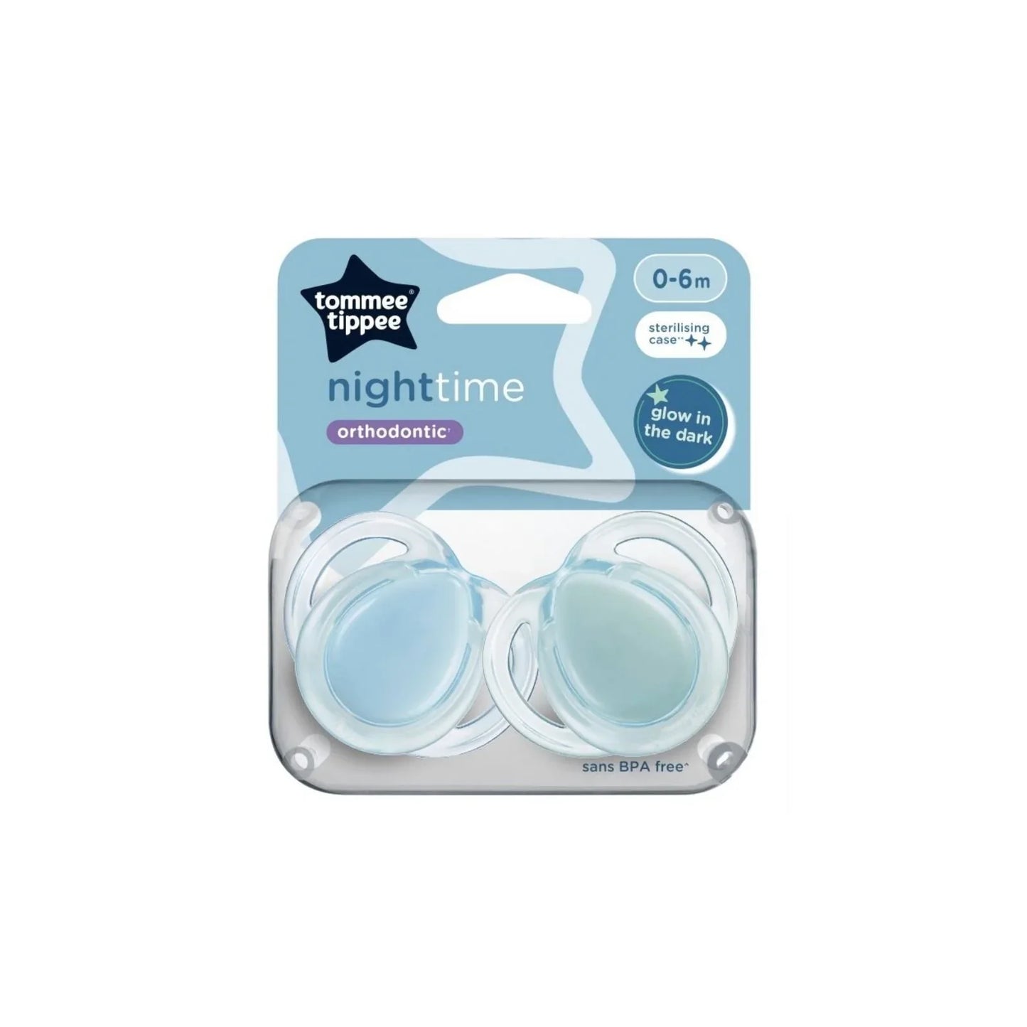 Tommee Tippee Night Time Soother 0-6 months Pack of 2 Assorted