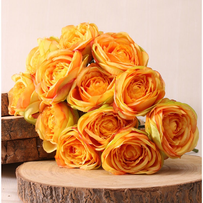 Tea Rose Bunch Yellow &amp; Gold 40cm