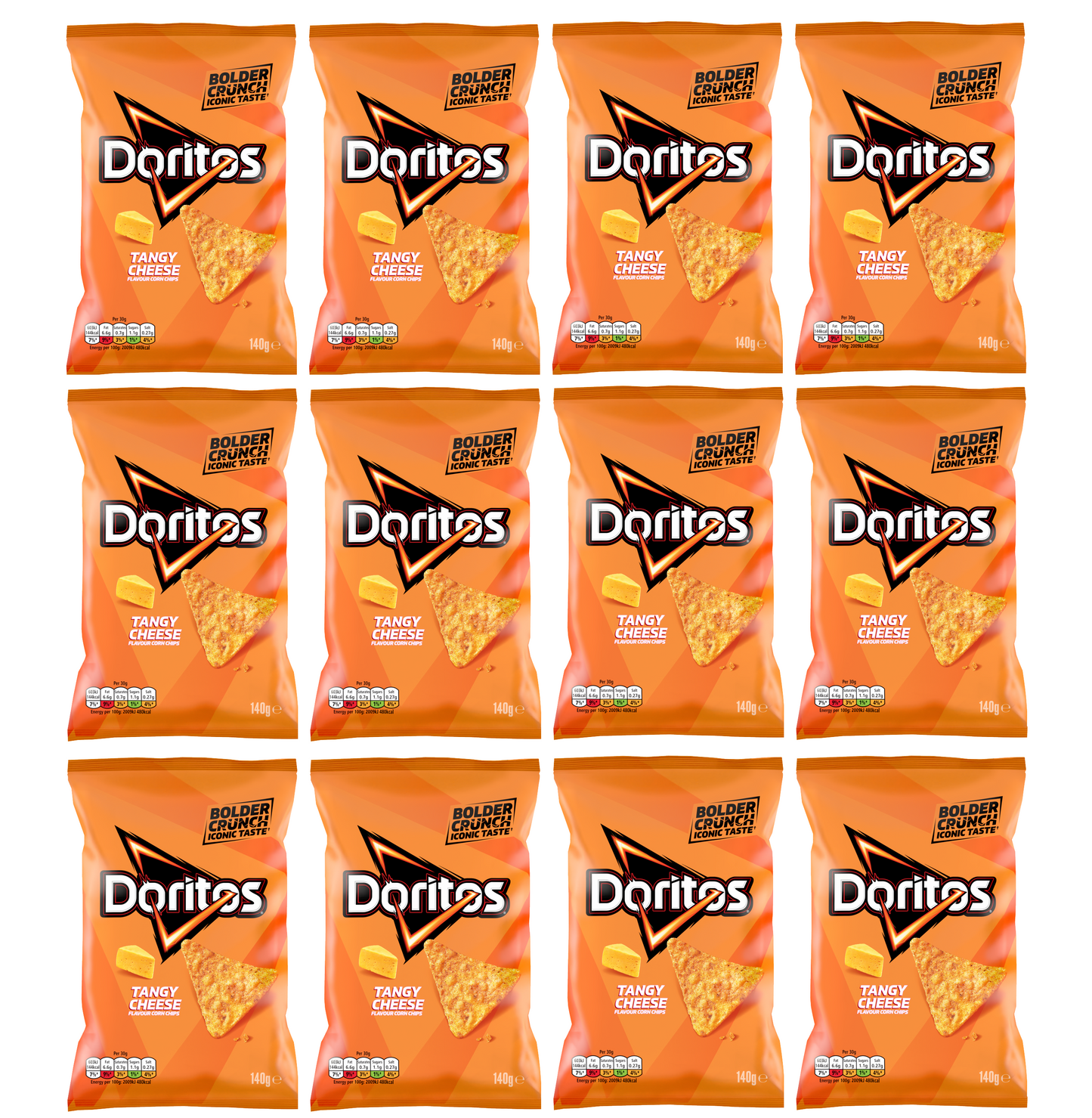 12 x Doritos Tangy Cheese Large Bag 140Gm
