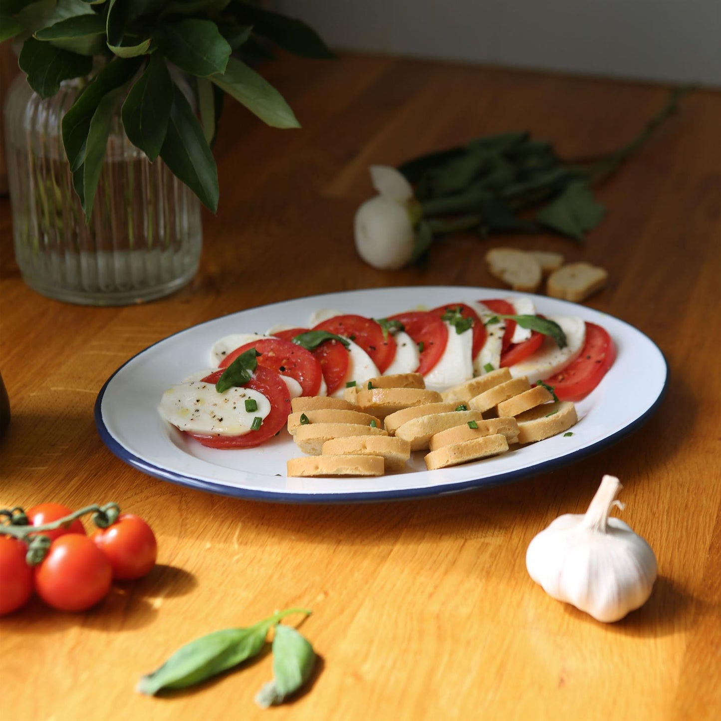 White Enamel Serving Platter - 30cm x 22cm