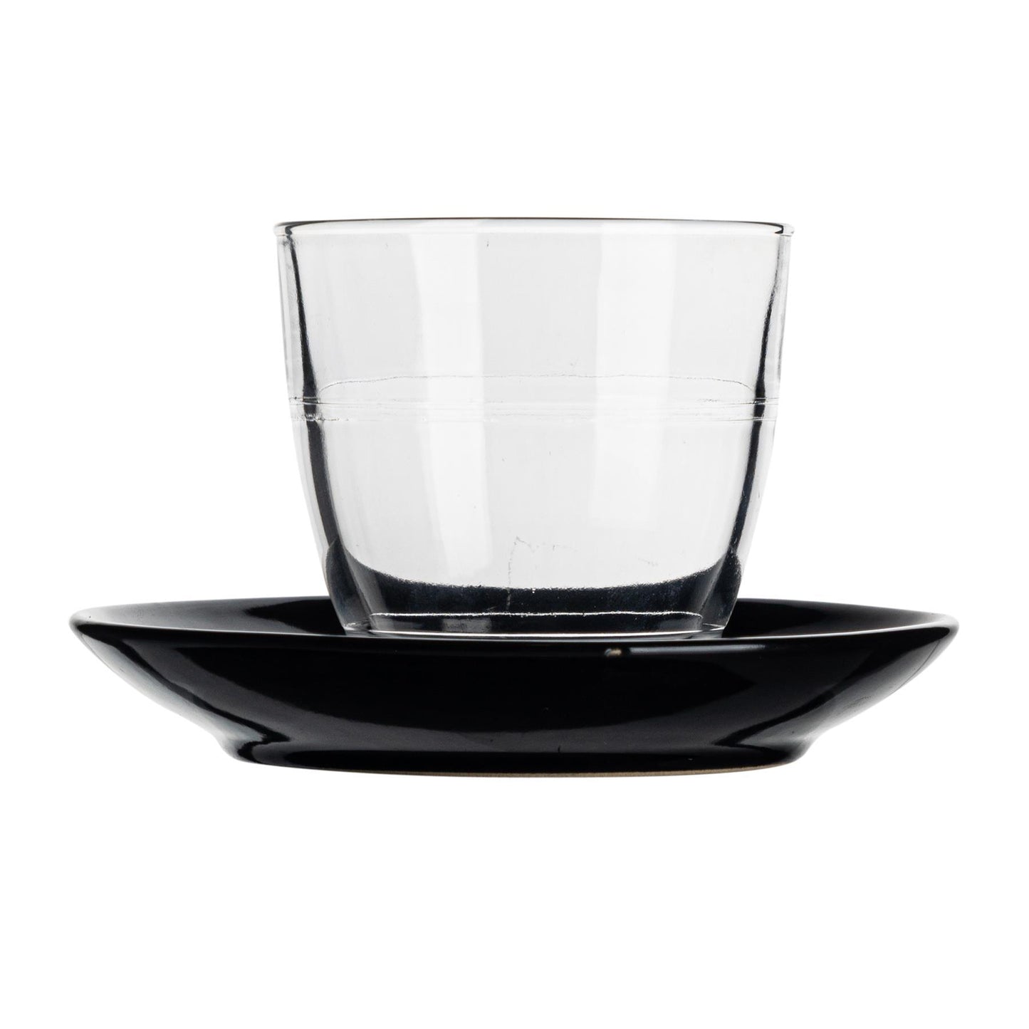 220ml Gigogne Glass Coffee Cups & Saucers - Pack of Six