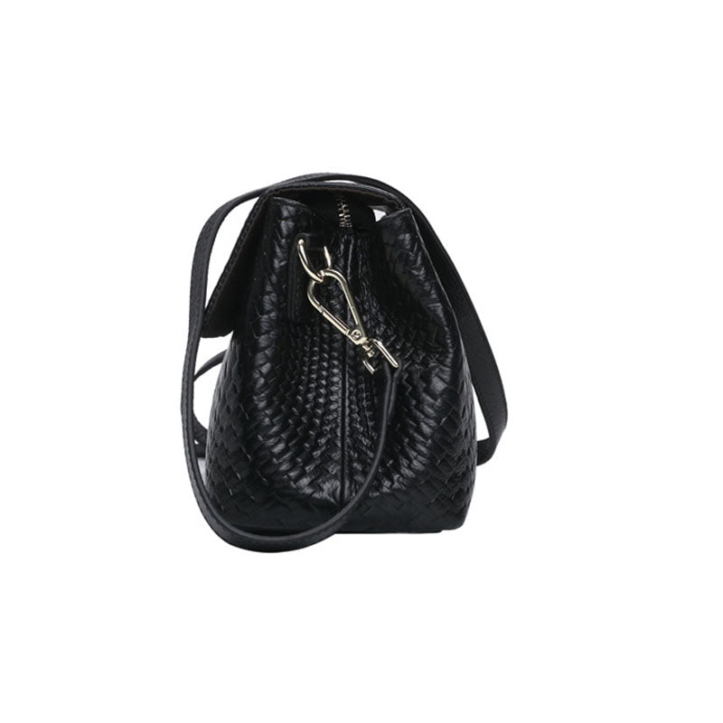 Women's Genuine Leather Woven Bag, Crossbody Small Bag, Messenger Bag