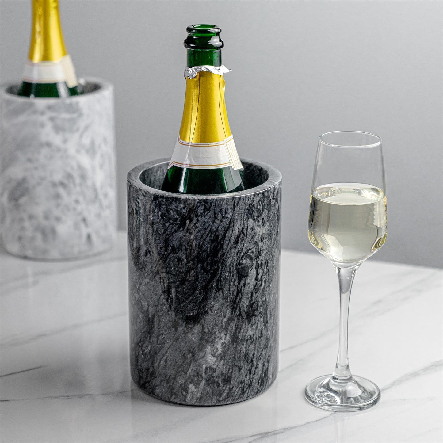 2pc Marble Wine Cooler & Coaster Set