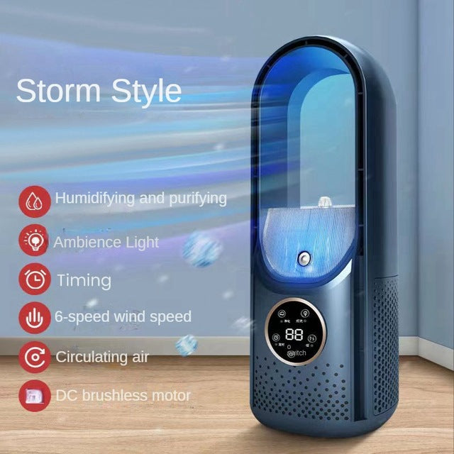 Portable USB Air Cooler Leafless Electric Fan Silent Timer Air Conditioner Cooling Fan Humidifier Conditioning Fan
