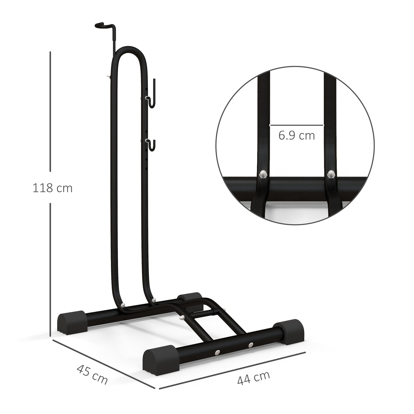 SPORTNOW Vertical & Horizontal Bike Rack Fits 6"-28" and 700c Bikes, Black