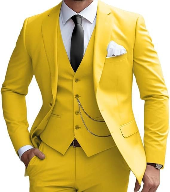 Men's Premium Slim Fit 3-Piece Business Suit - Formal Wedding Banquet Tuxedo Set