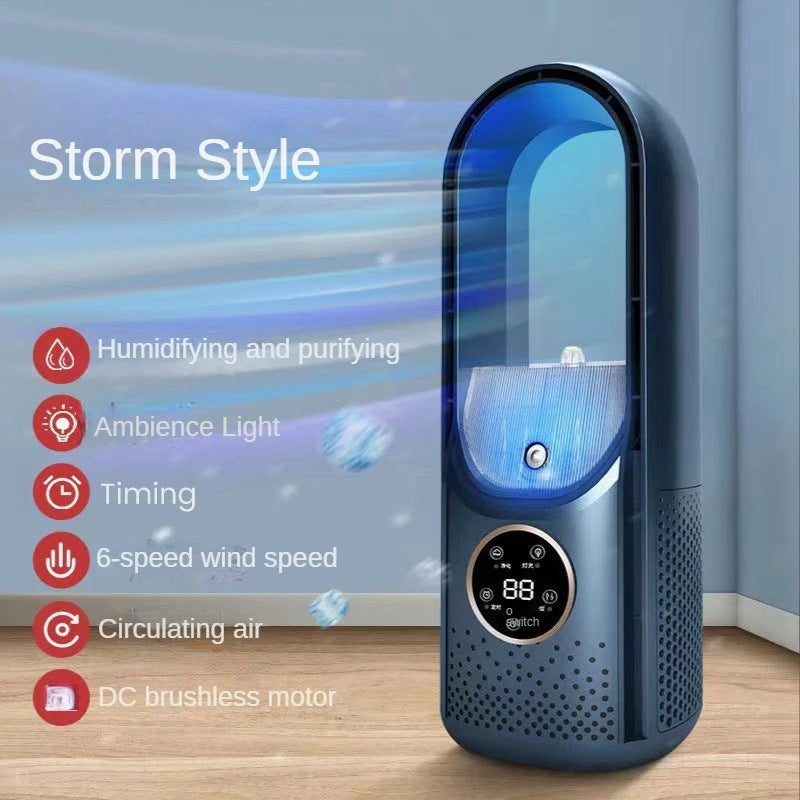 Portable USB Air Cooler Leafless Electric Fan Silent Timer Air Conditioner Cooling Fan Humidifier Conditioning Fan