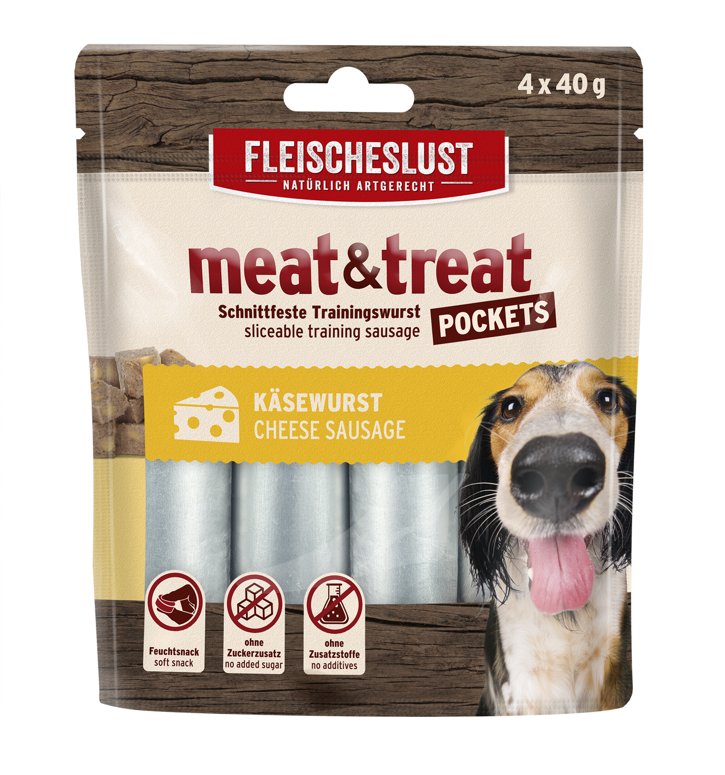 Fleischeslust Meat & Treat Pockets Cheese - 10 x (4 x 40g) Case