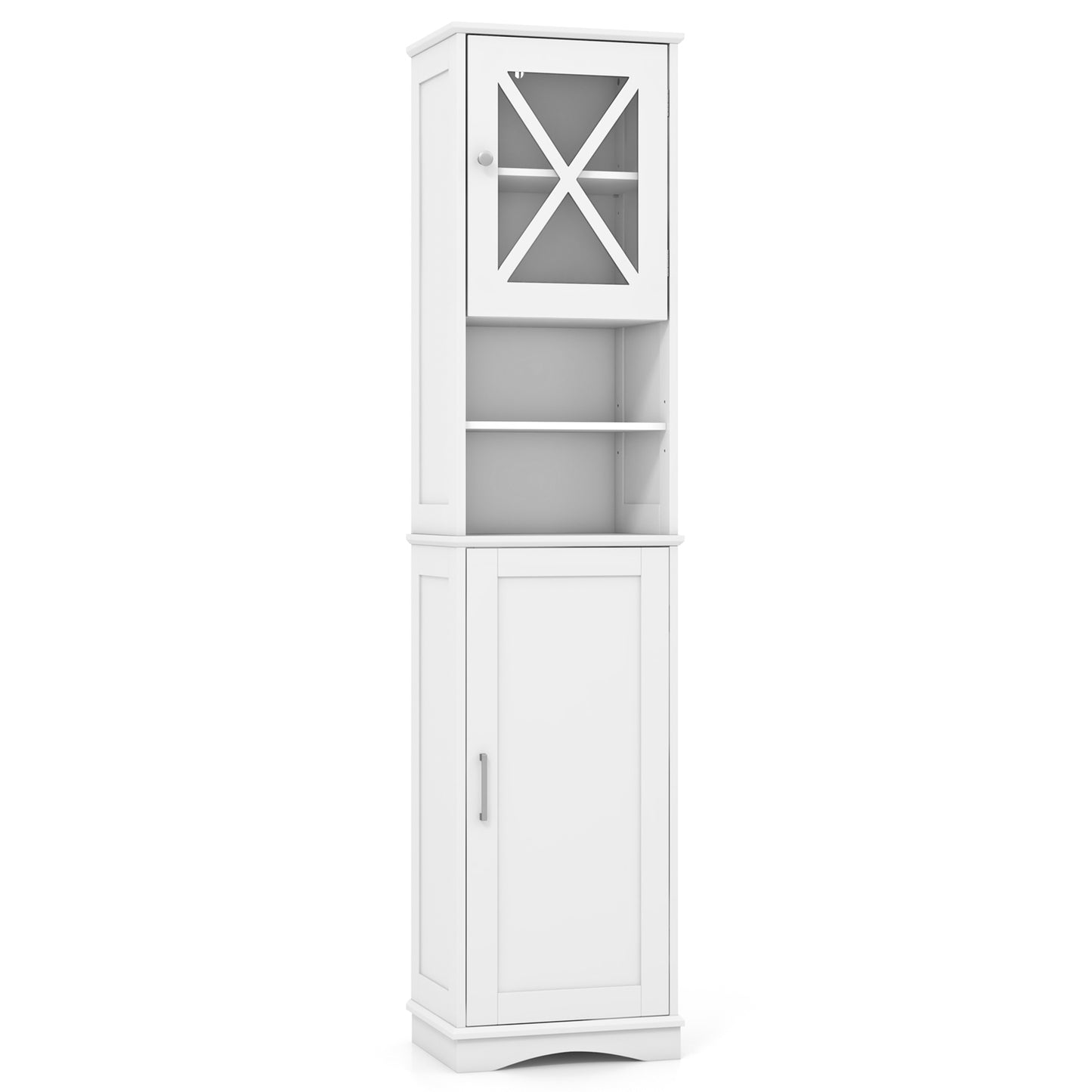 67 Inch Floor Storage Bathroom Cabinet with 5 Adjustable Shelves-Black