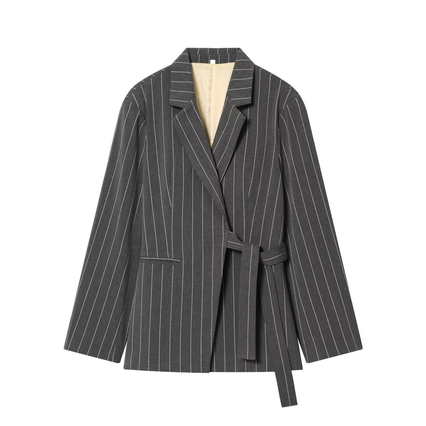 Belted Wrap Suit Set - Premium Two-Piece