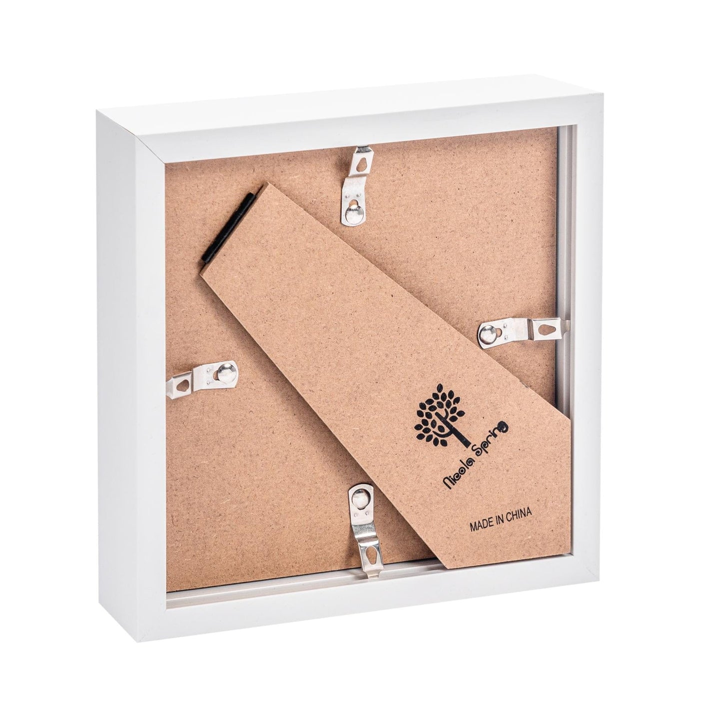 6" x 6" White 3D Box Photo Frame - with 2" x 2" Mount