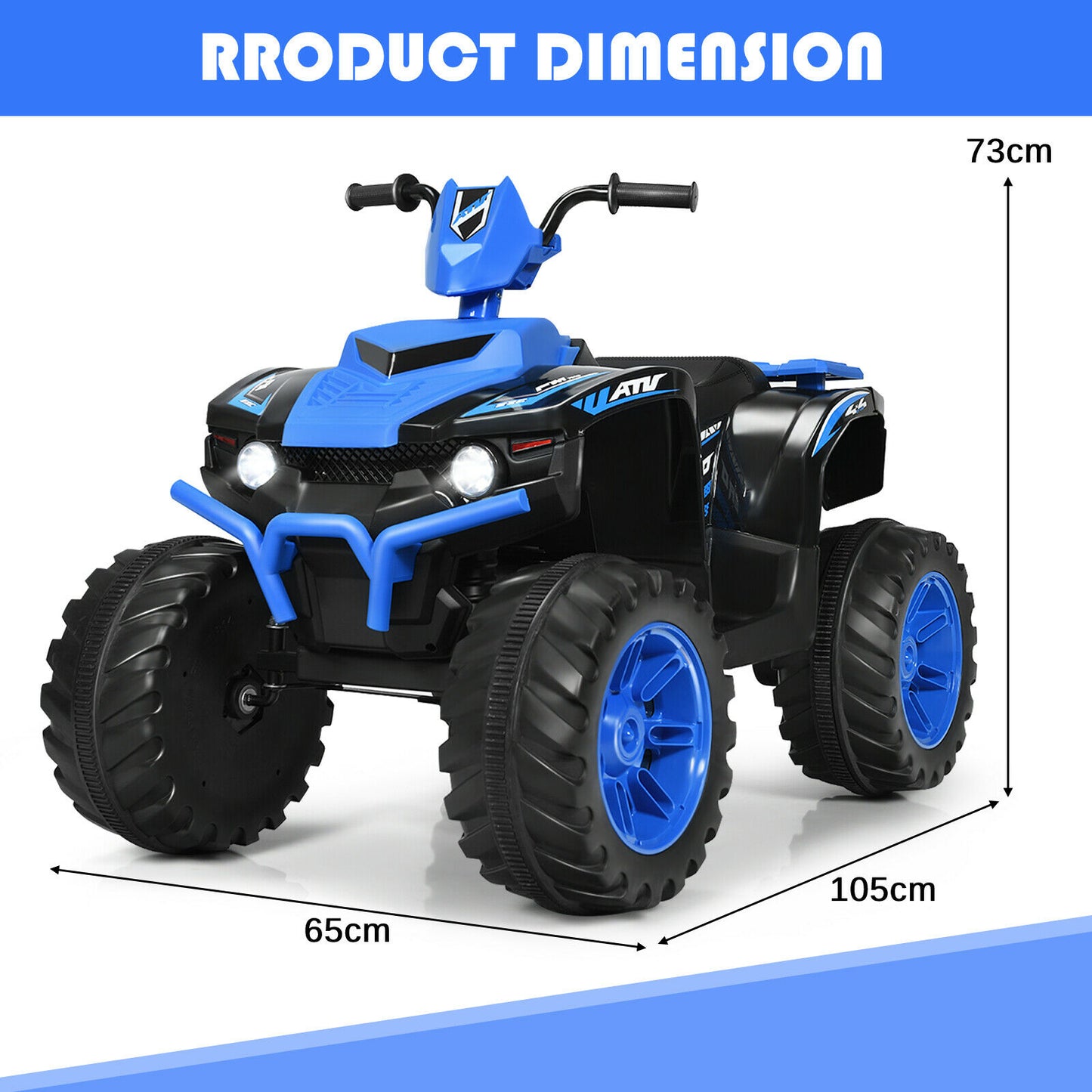 12v Electric Kids Ride On ATV / Quad Bike-Black