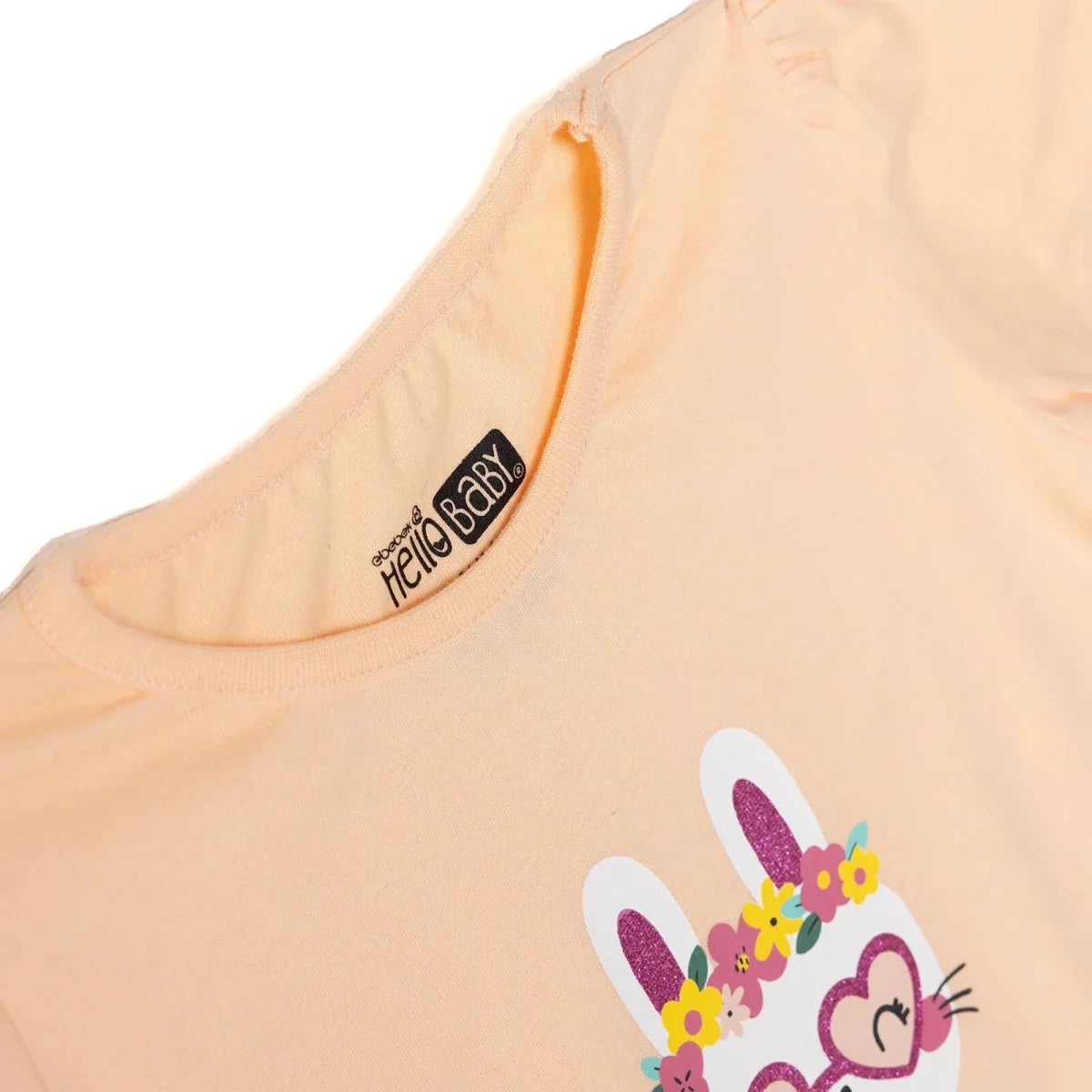 HelloBaby Girls T-shirt Animal Print Crew Neck Short Sleeve - Salmon