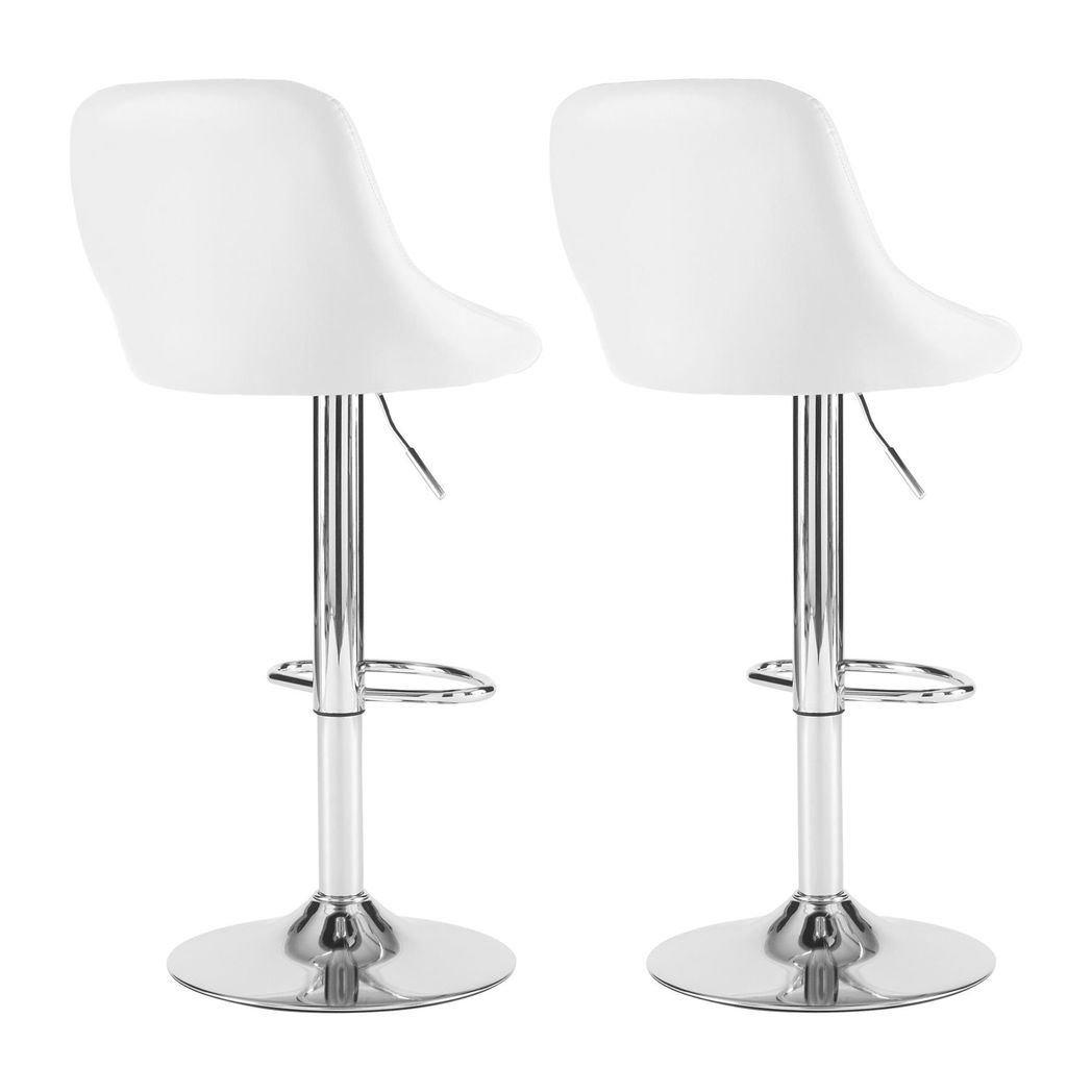 Neo Set of Two White Leather Bar Stools