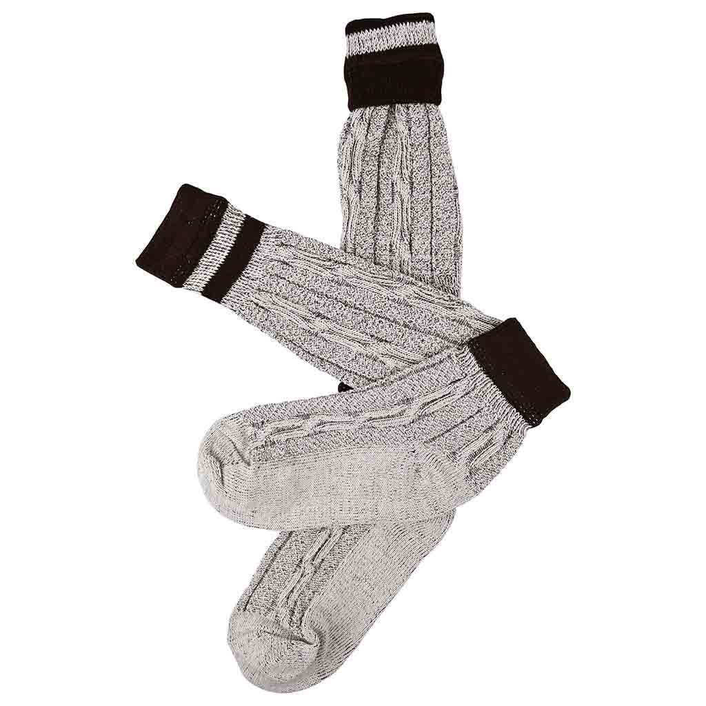 Traditional Bavarian Two-Piece Socks – Rustic Striped Oktoberfest Lederhosen Socks