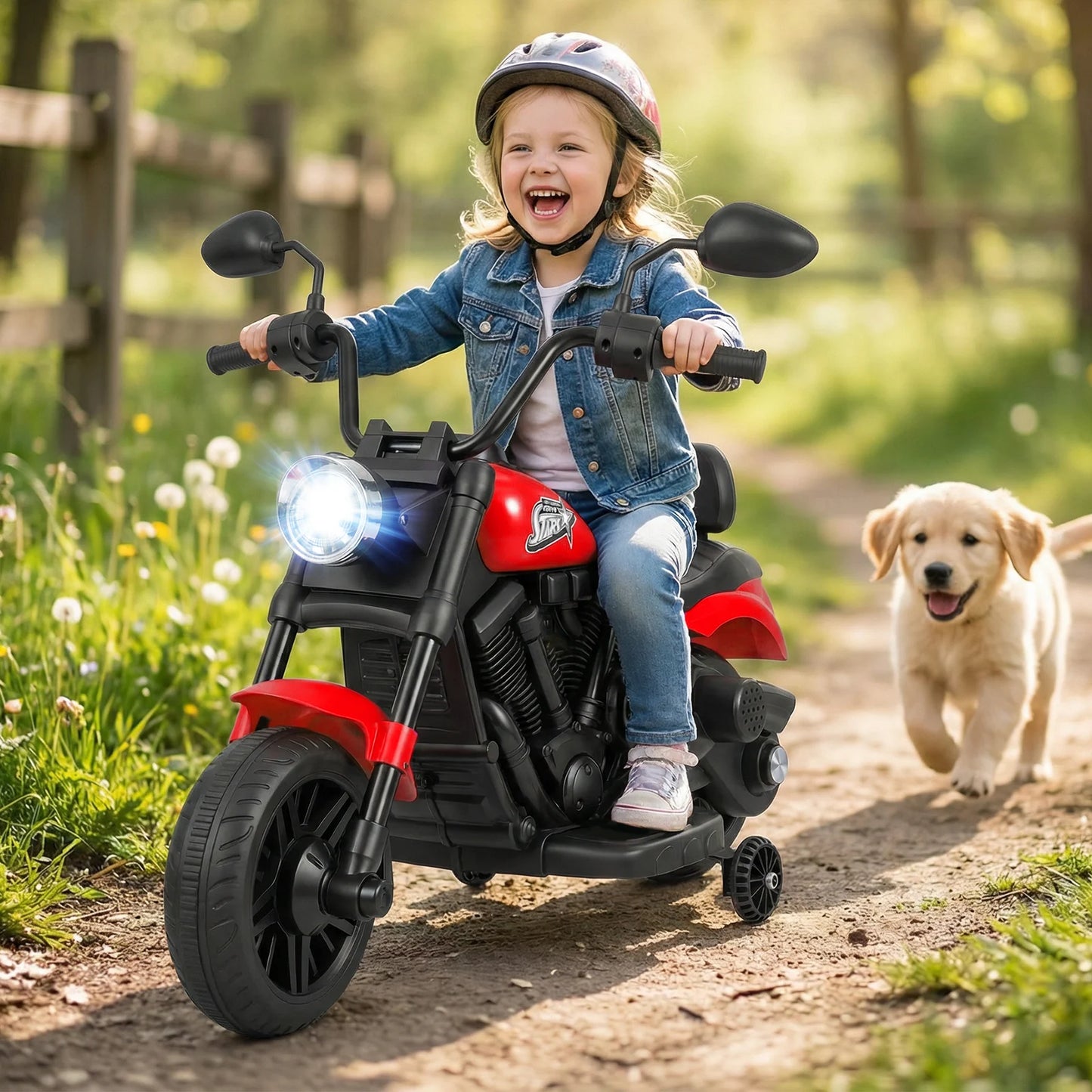 6V Kids Electric Motorbike with Detachable Training Wheels and Music-Navy