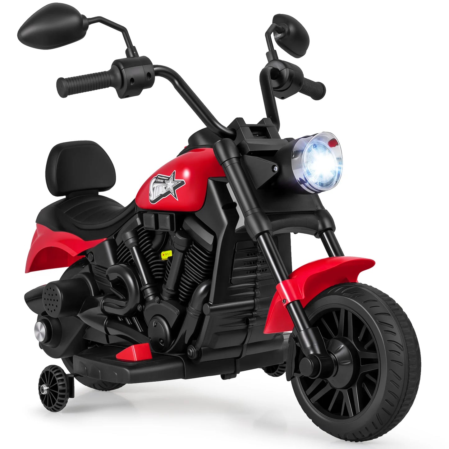 6V Kids Electric Motorbike with Detachable Training Wheels and Music-Navy