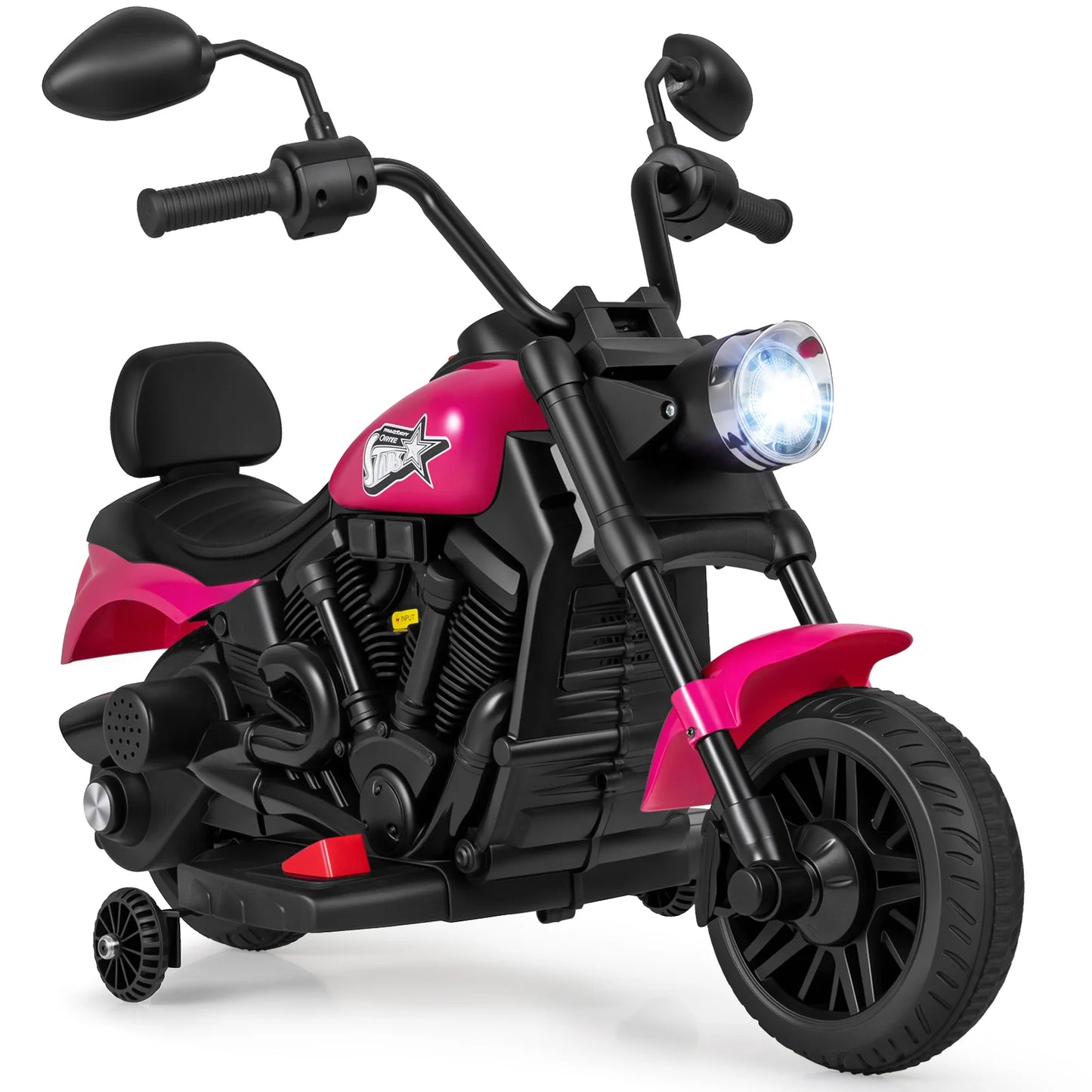 6V Kids Electric Motorbike with Detachable Training Wheels and Music-Navy