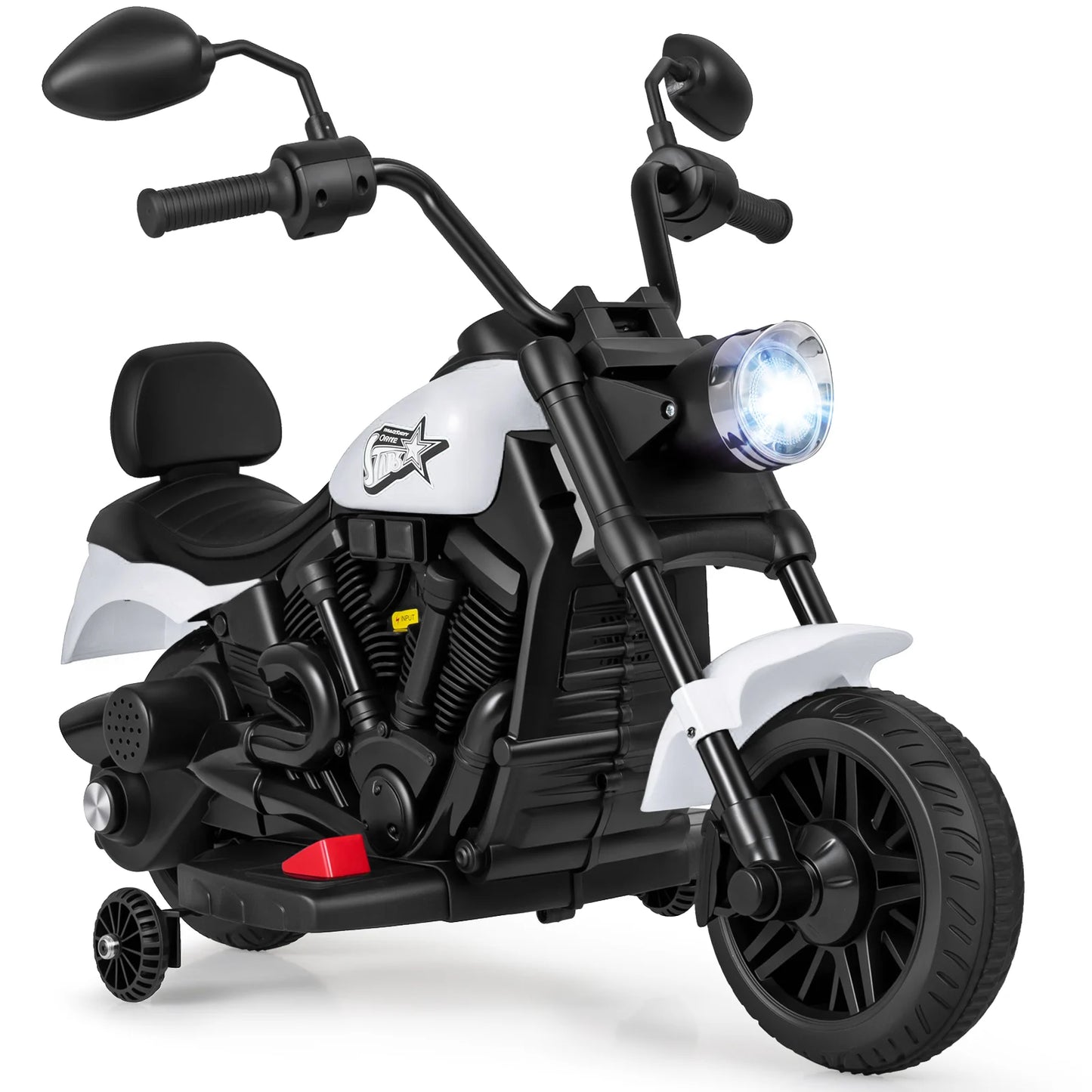 6V Kids Electric Motorbike with Detachable Training Wheels and Music-Navy