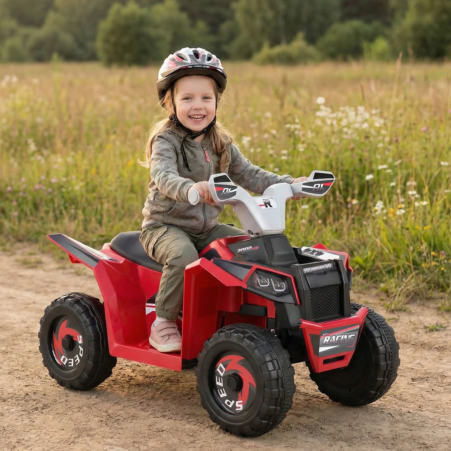 6V Kids Electric Quad with Removable Back Trailer Toddler Ride On ATV-Blue