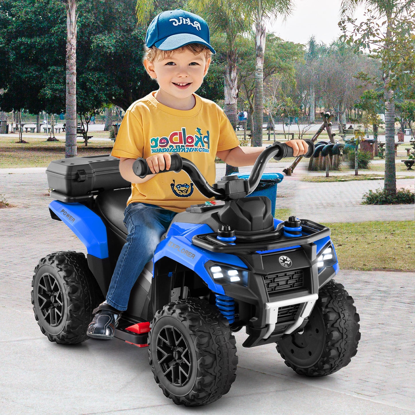 6V Kids Electric Quad Bike with Spray Function and Storage Box-Black