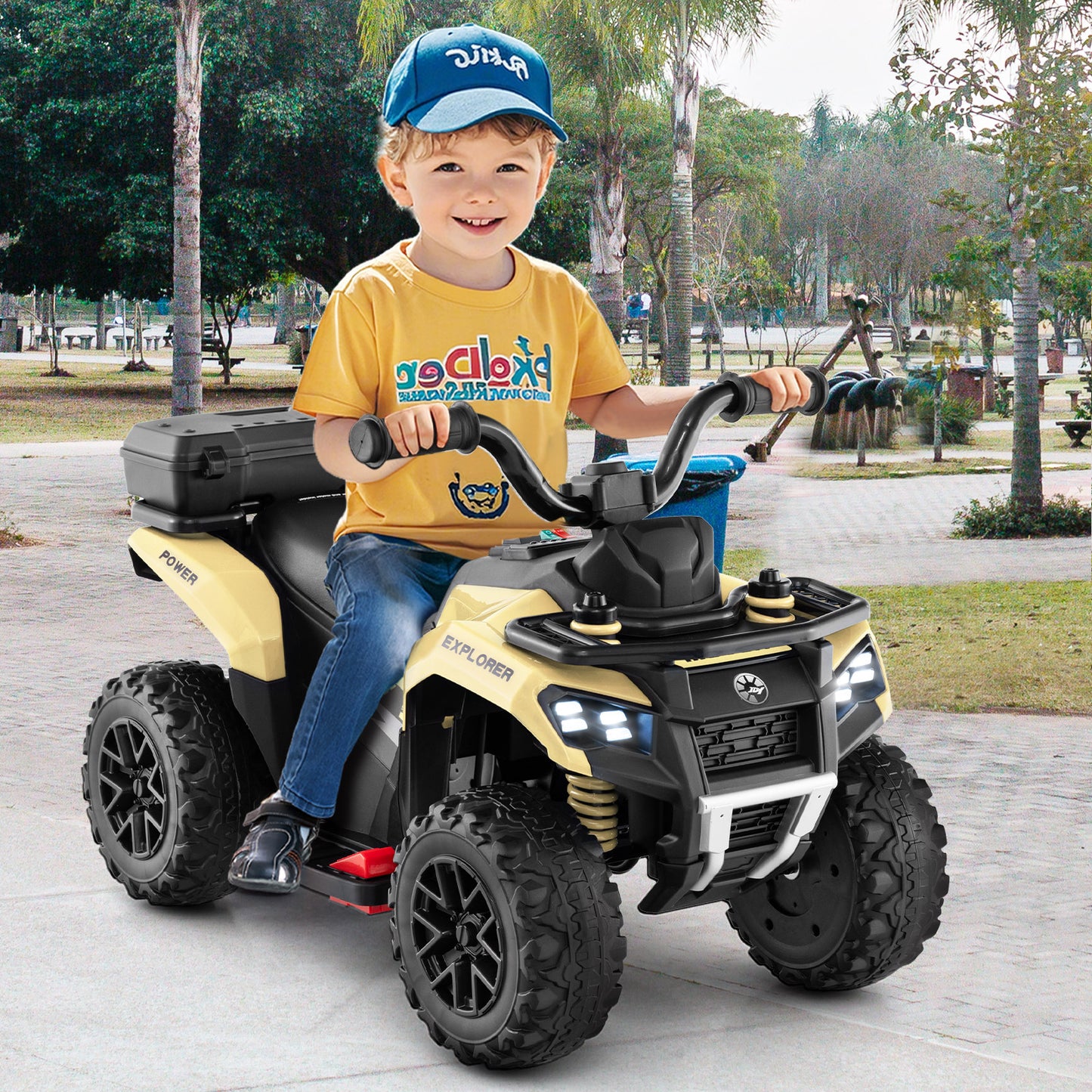 6V Kids Electric Quad Bike with Spray Function and Storage Box-Black