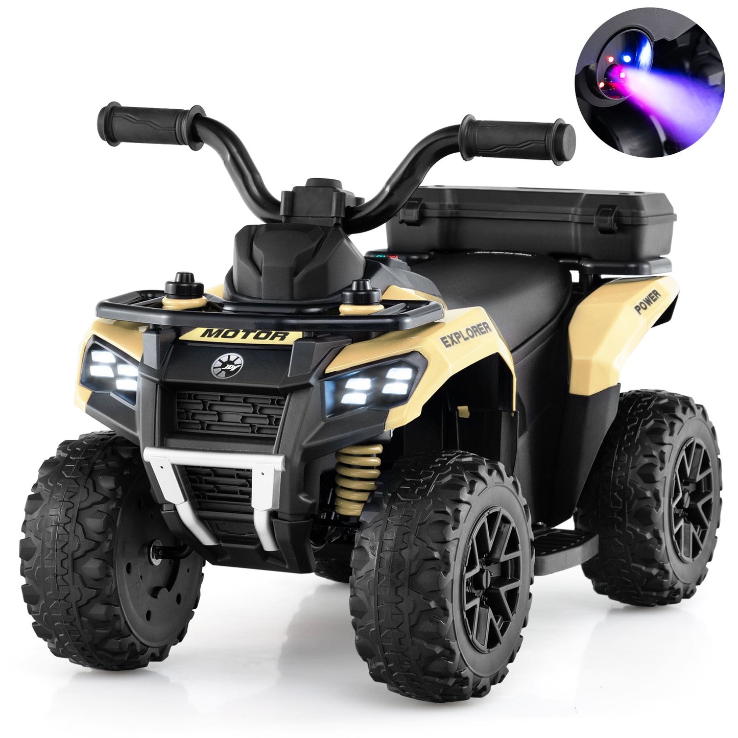 6V Kids Electric Quad Bike with Spray Function and Storage Box-Black