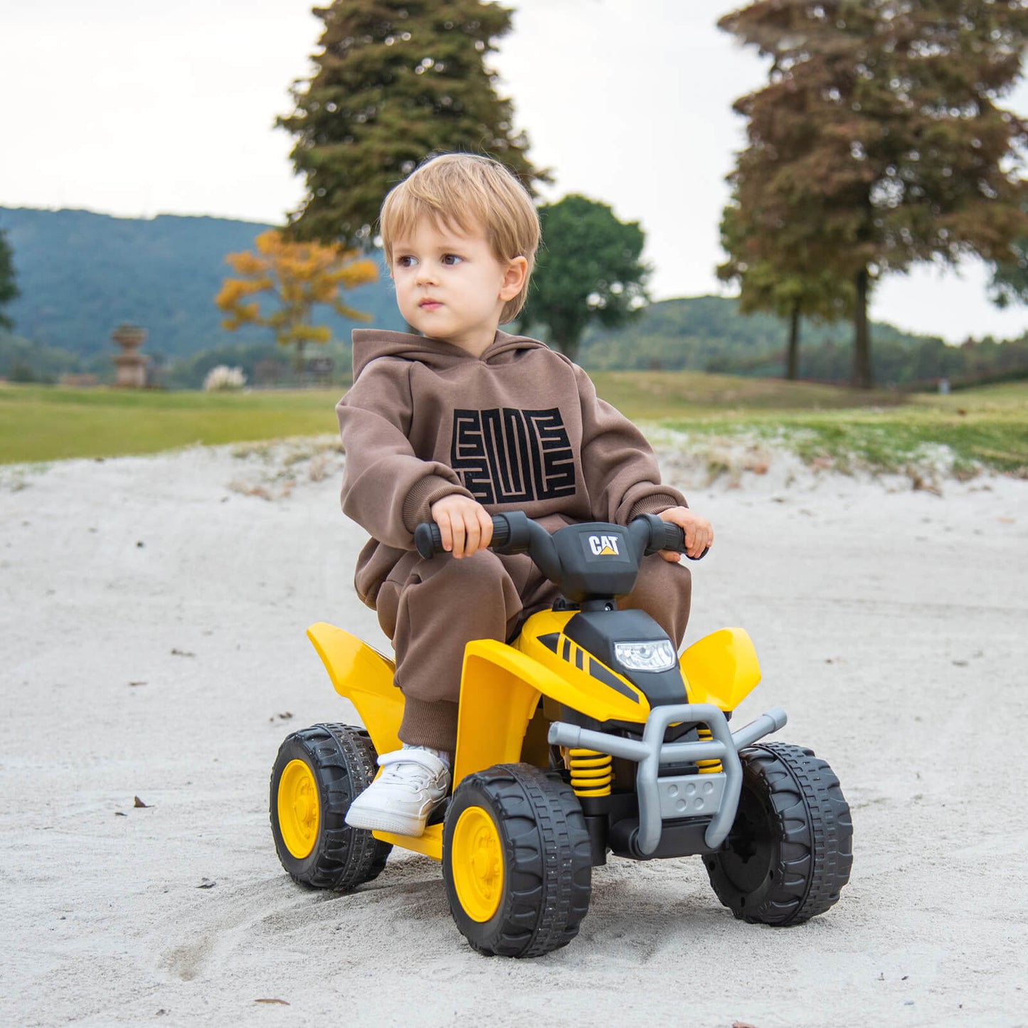 6V Kids Ride on ATV CAT Licensed Quad Car with Horn Sound-Yellow
