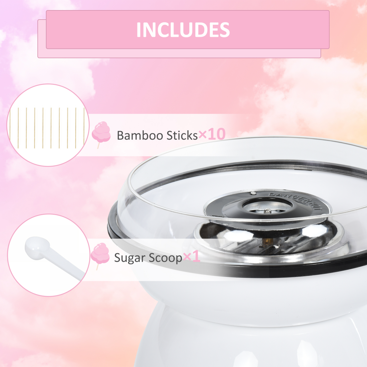 450W Non-Stick Stainless Steel Candyfloss Machine White