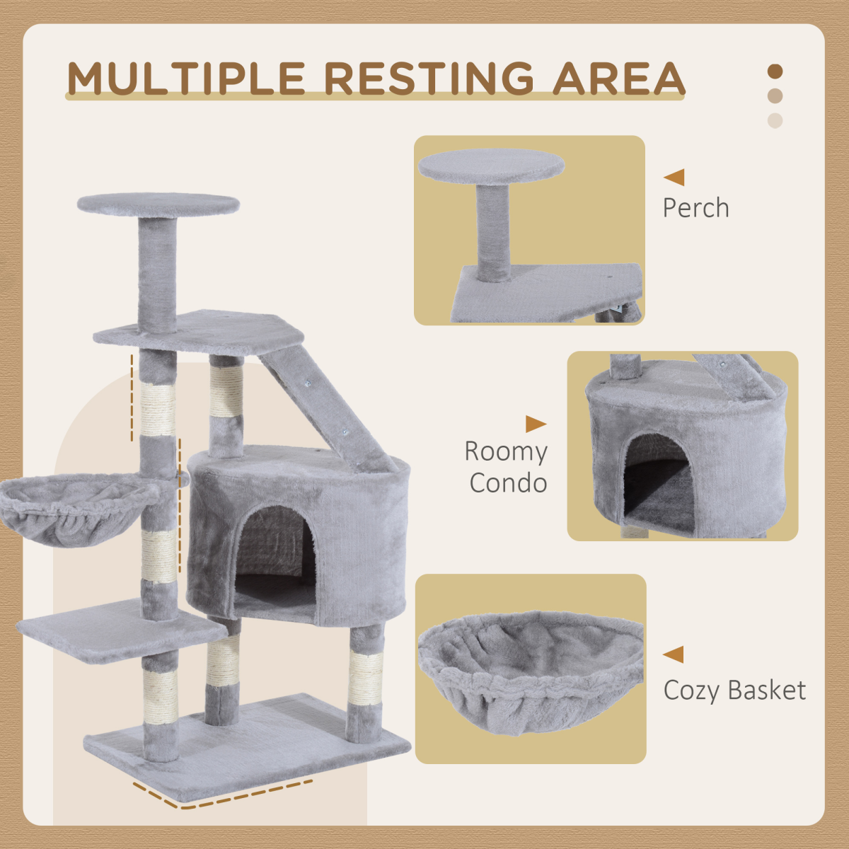Deluxe Cat Tree Climb Post Kitten Scratching Condo Furniture Activity Pawhut