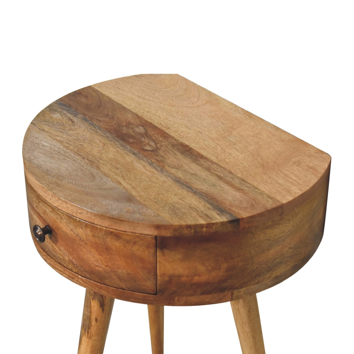 Artisan Furniture Solid Wood Mini Oak-ish Circular Shape Bedside