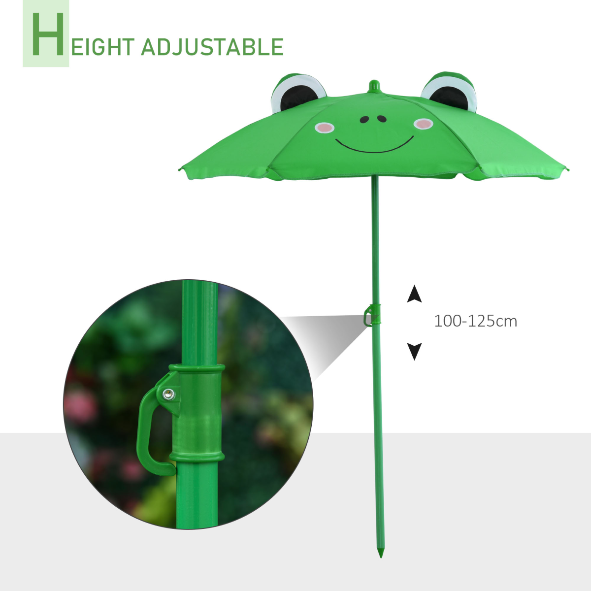 Foldable Patio Kids Metal Picnic Table w/ Frog Umbrella Green 4-piece