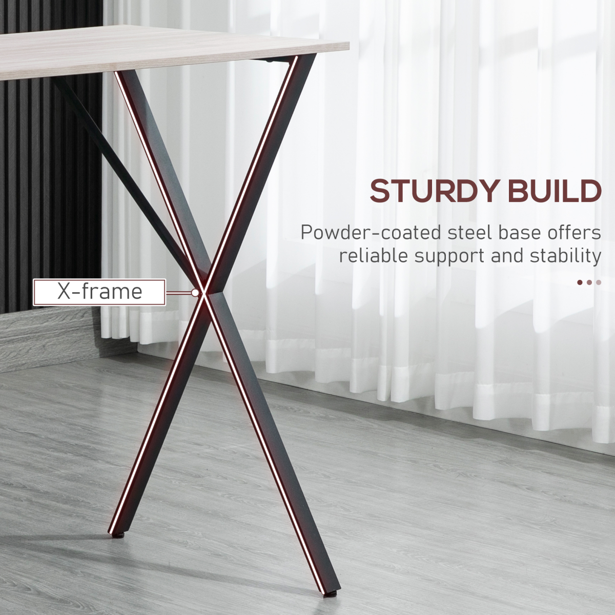 120 cm Rectangular Breakfast Bar Table for 4 People, Steel Legs, White