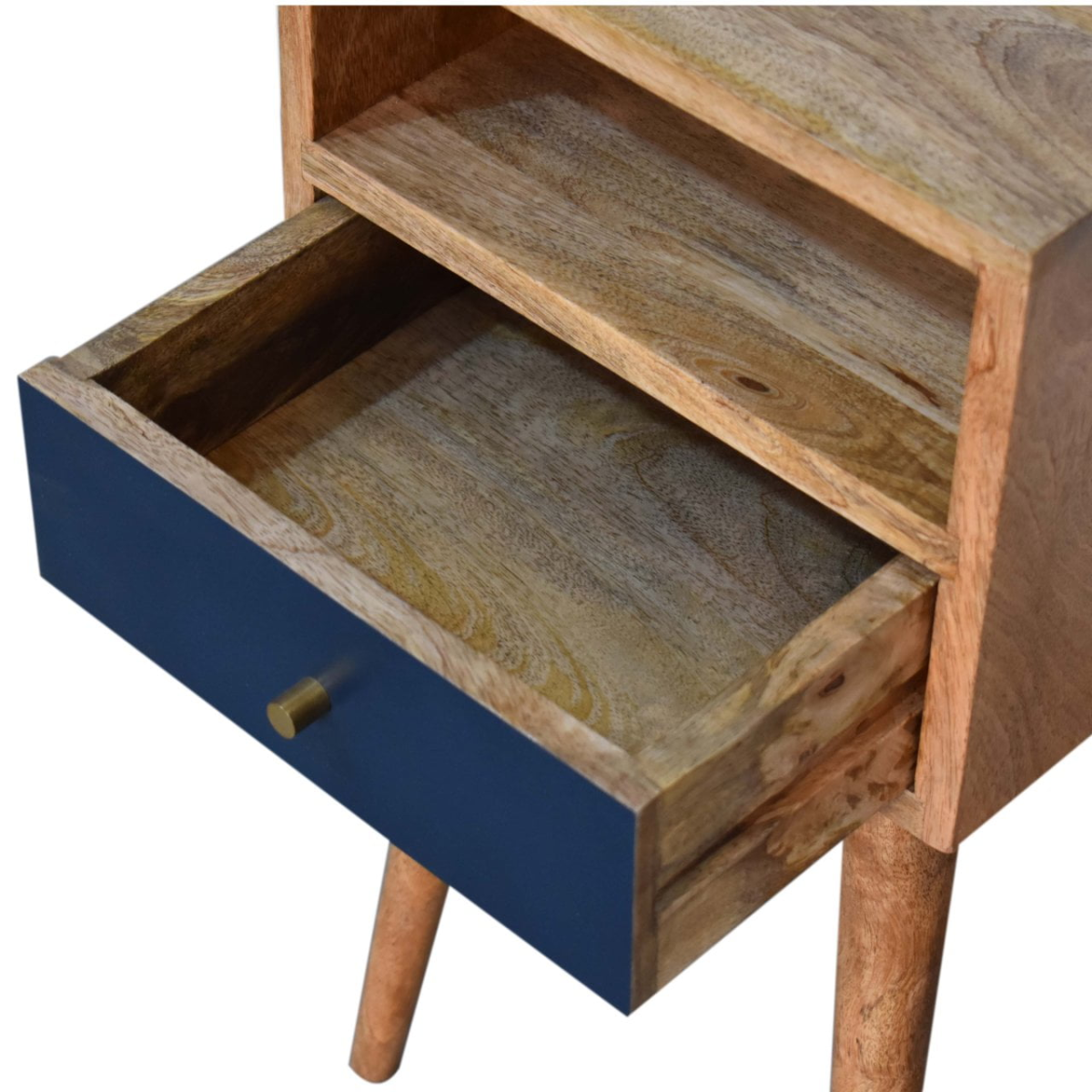 Artisan Furniture Solid Wood Mini Navy Blue Hand Painted Bedside