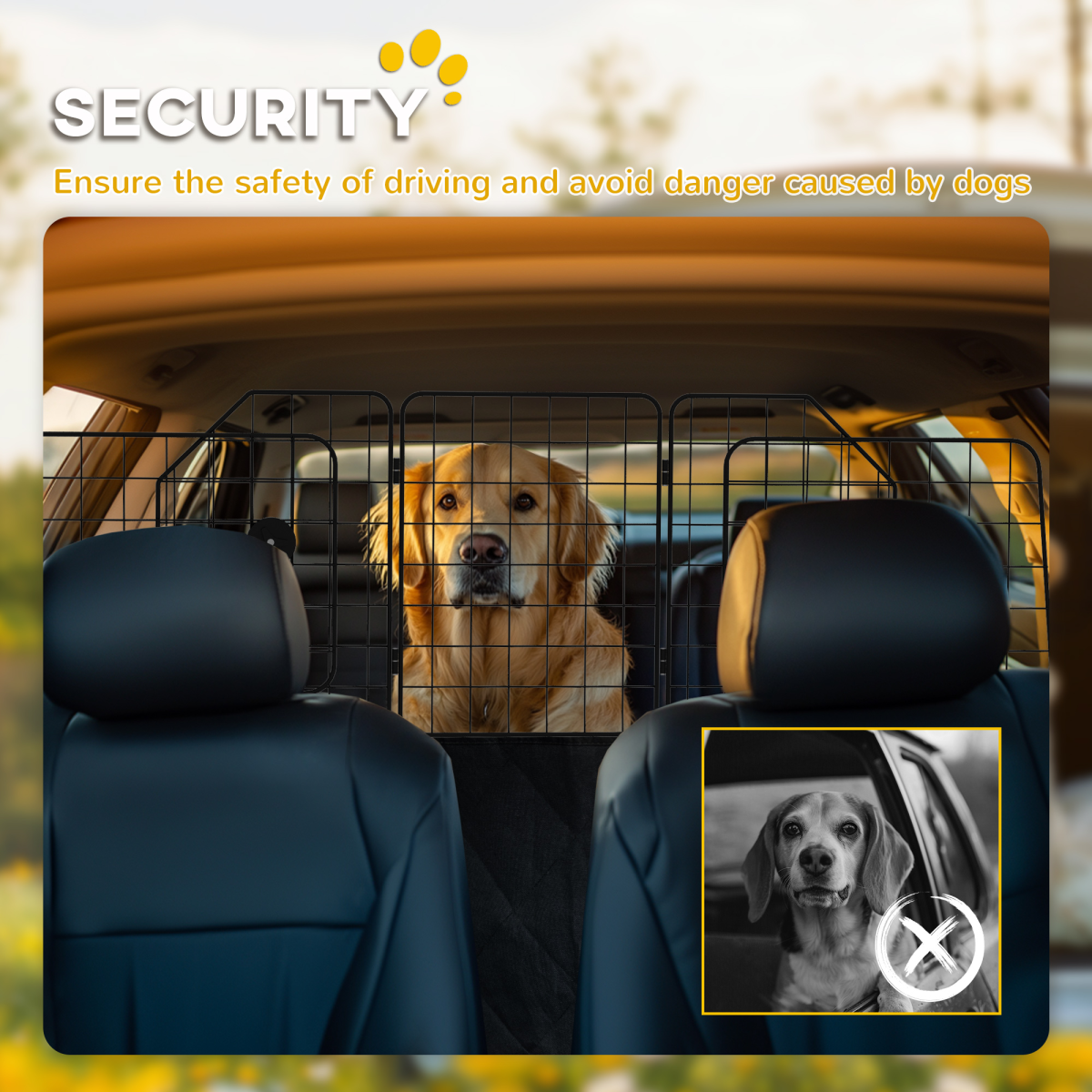 PawHut Dog Guard for SUVs, Vehicles, Vans, Car Barrier with Adjustable Width
