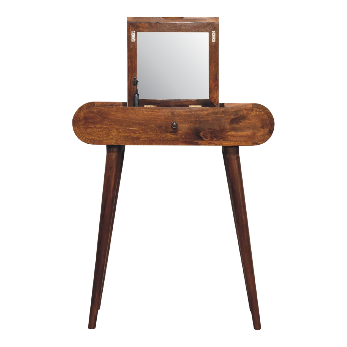 Artisan Furniture Solid Mango Wood Mini Round Chestnut Fold Vanity