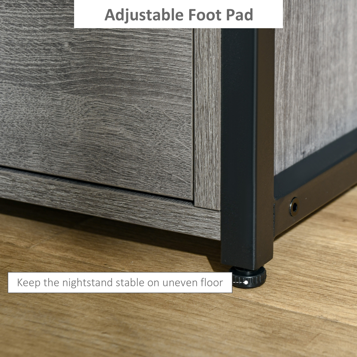 HOMCOM End Table Bedside Desk Slim Storage Cabinet with Shelf Grey