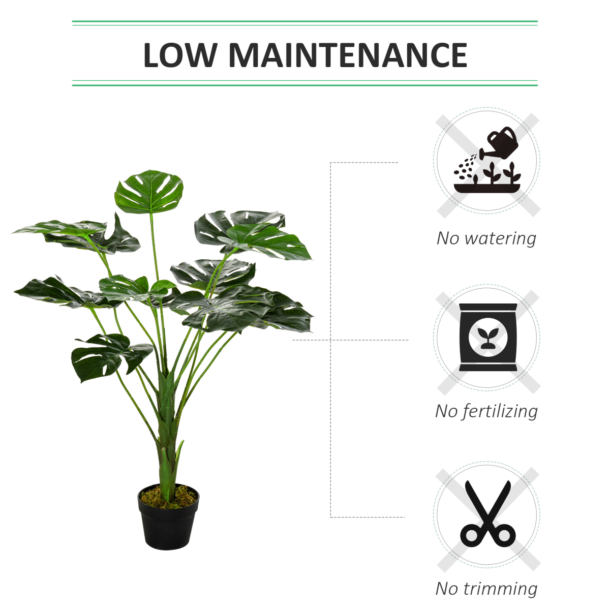 Artificial Monstera Tree 13 Leaves & Nursery Pot, Fake Tropical Palm Tree 85cm