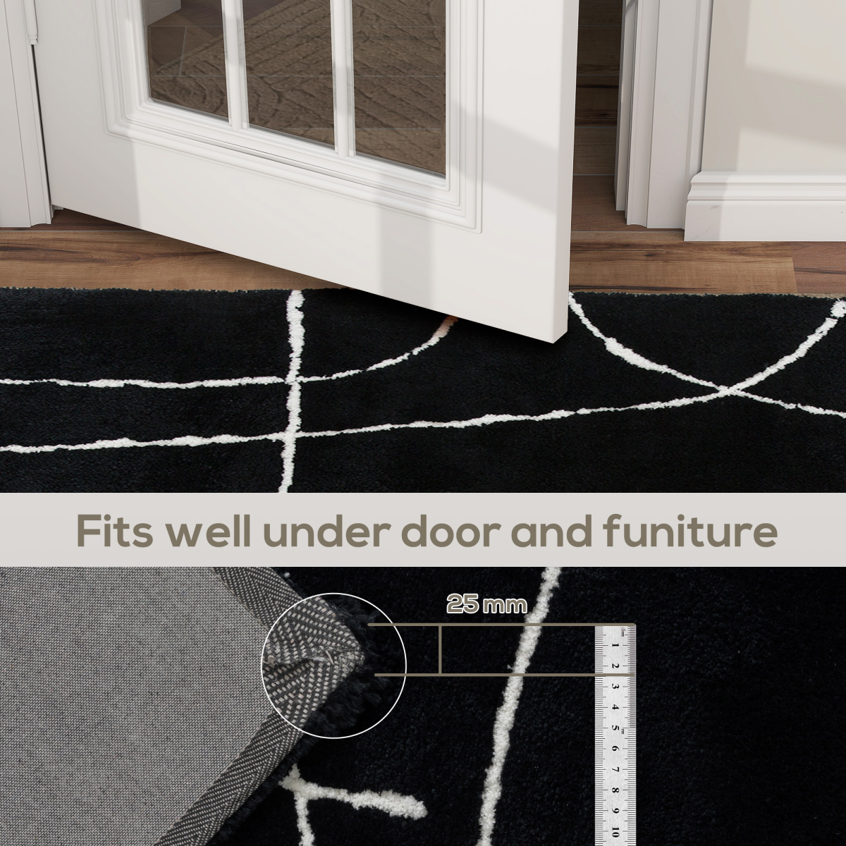 HOMCOM High Pile Modern Shaggy Rug, Soft Floor Carpet 120 x 170 cm, Black