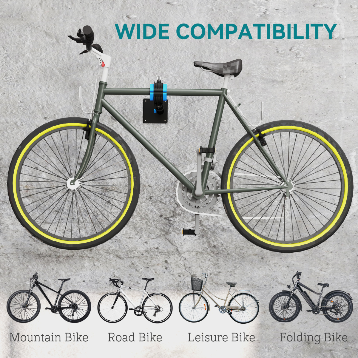 HOMCOM Bike Repair Stand, Wall Mount Bike Workstand w/ Adjustable Clamp