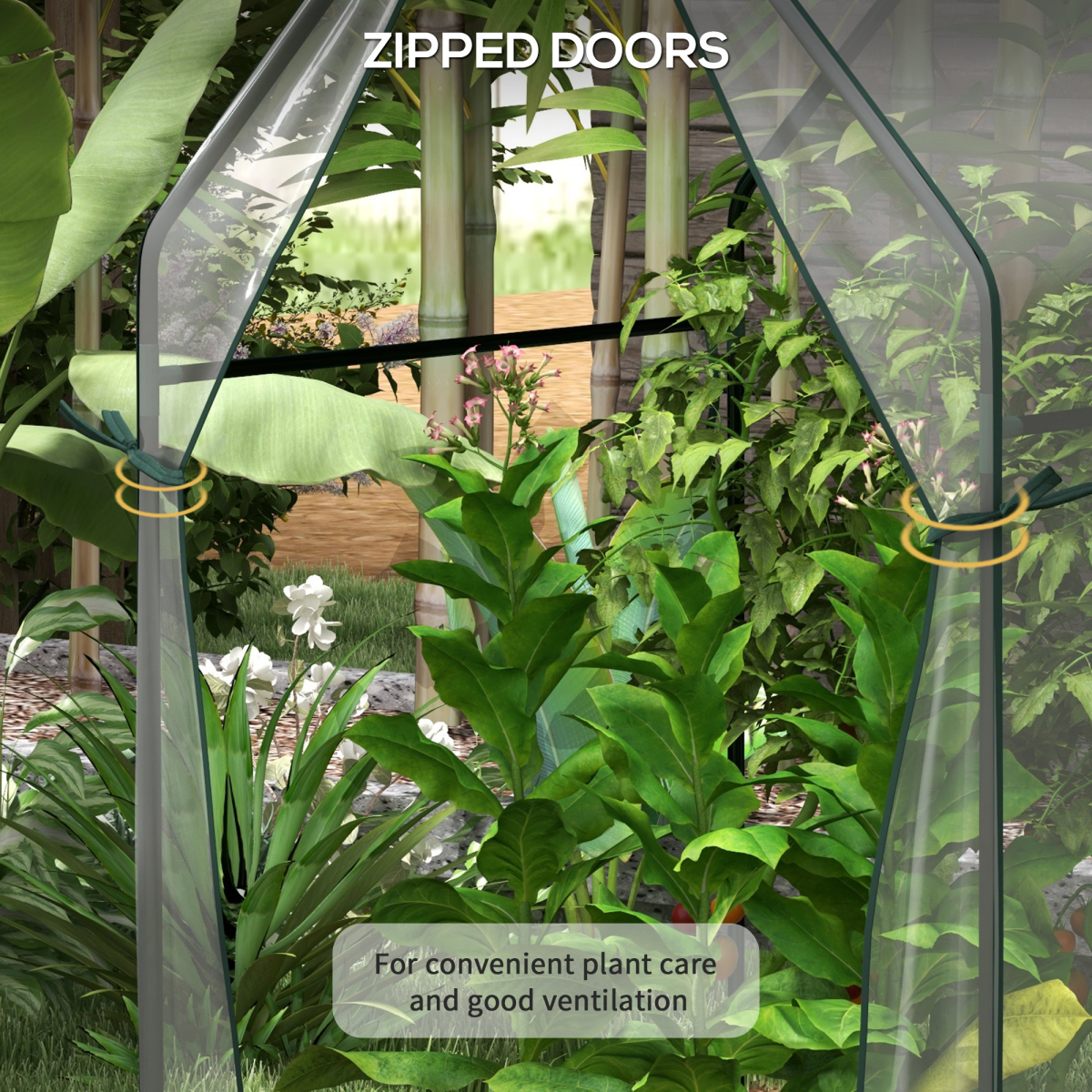 Outsunny Tomato Greenhouse with 2 Zipped Doors, Outdoor Green House, Clear
