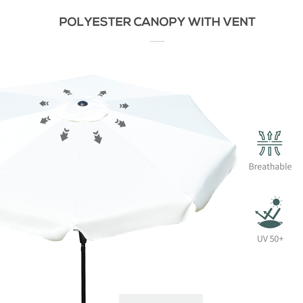 2.66m Patio Umbrella Parasol Outdoor Cream White