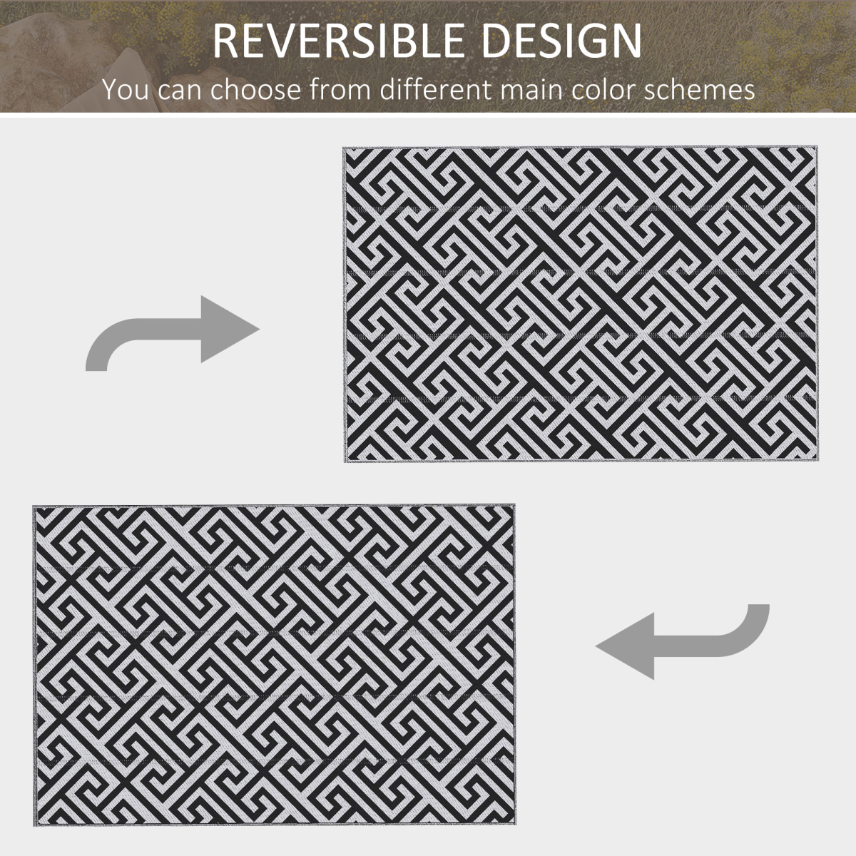 Outsunny 182x274cm Reversible Outdoor Rug Portable Plastic Straw RV Camping Mat