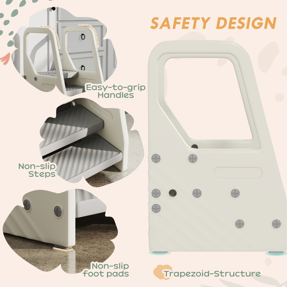 AIYAPLAY Toddler Tower, Adjustable 3 Step Kitchen Stool Helper for 2-5 Years